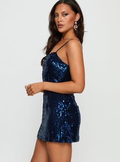 Atlaza Sequin Mini Dress Navy