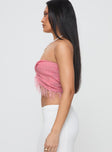 Kovac Reversible Fringe Tube Top Pink