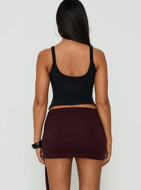 Eldric Tie Waist Micro Skirt Aubergine