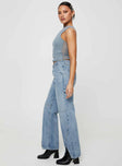 Princess Polly High Rise  Rihanna Split Hem Jeans Mid Blue