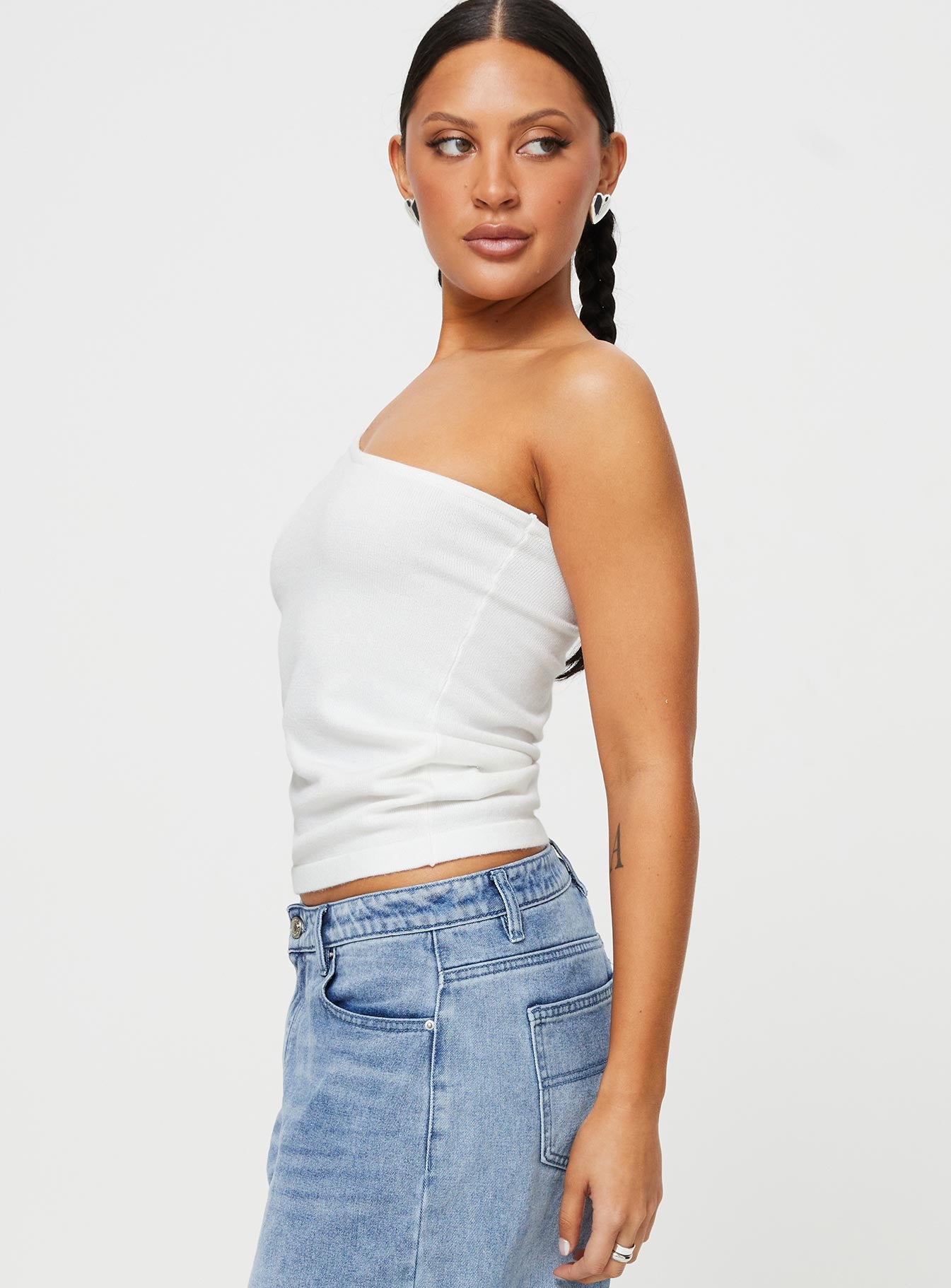 product Princess Polly Sleeveless Square Neck  Moniz One Shoulder Top White