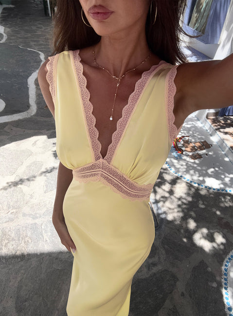 Prophecies Lace Maxi Dress Lemon