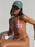 Jenner Triangle Bikini Top Red Check