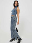 product Princess Polly High Waisted  Brunell Asymmetrical Waistband Jeans Mid Wash