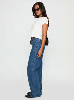 Taji Mid Rise Wide Leg Jeans Dark Blue