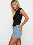 Top Tier Mid Rise Denim Shorts Light Wash