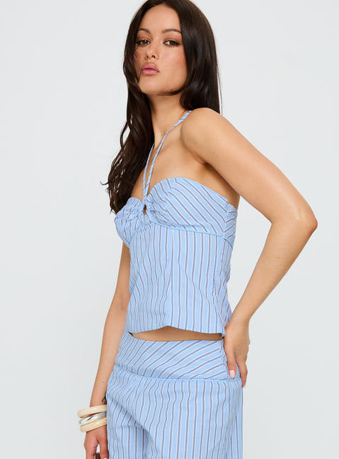 Sofea Halter Top Blue Stripe
