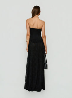 Diannah Lace Corset Strapless Maxi Dress Black