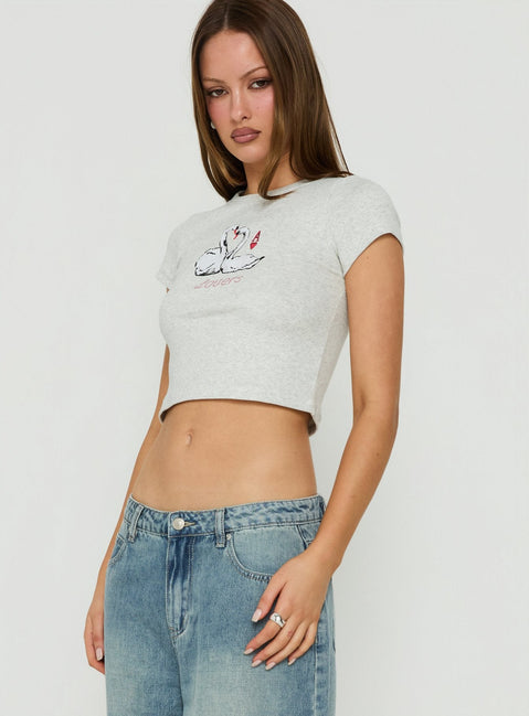 Schwanentanz-Grafik-Baby-T-Shirt Grau meliert