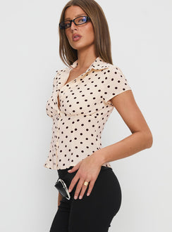 Cottesloe Blouse Top Cream Polka