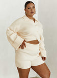 Jadri Knit Shorts Cream Curve Princess Polly high-rise 