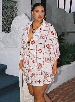 Matching set Graphic print, relaxed fit, classic collar, button fastening, elasticated waist