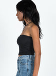 Tube top Pointelle material Inner silicone strip at bust Pinched detail Good stretch Fully lined