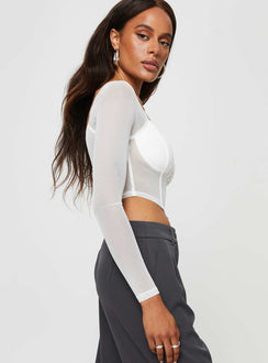 product Princess Polly Full Sleeves Sweetheart  Maranta Long Sleeve Top White