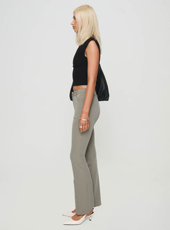 side view of model wearing Princess Polly Mitsuki Mid Rise Pants Grey 