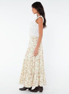 product Miriah Maxi Skirt Cream Floral Princess Polly  Midi Skirts 