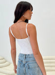 back view of model wearing Princess Polly Rano Bodysuit Ivory Sleeveless Square Neck 