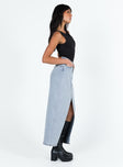 Batkins Maxi Skirt Light Wash Denim Princess Polly  Midi 