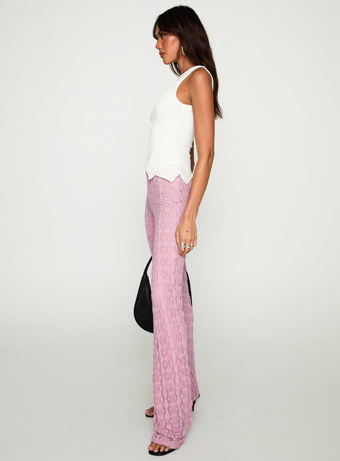 side view of model wearing Princess Polly Carnivale Pants Pink High Waisted Pants 