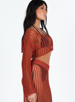 Florence Sweater Sienna Red Princess Polly  Cropped 