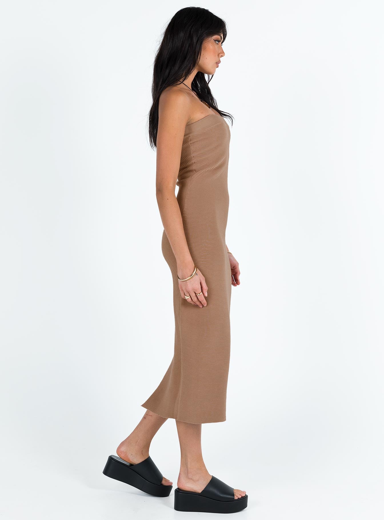 product Princess Polly High Neck  Vista Strapless Midi Dress Brown