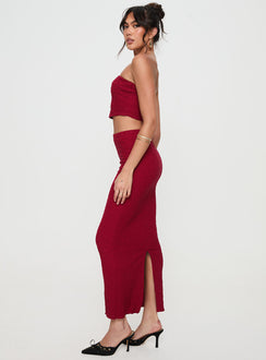 Burgundy two piece skirt and top set