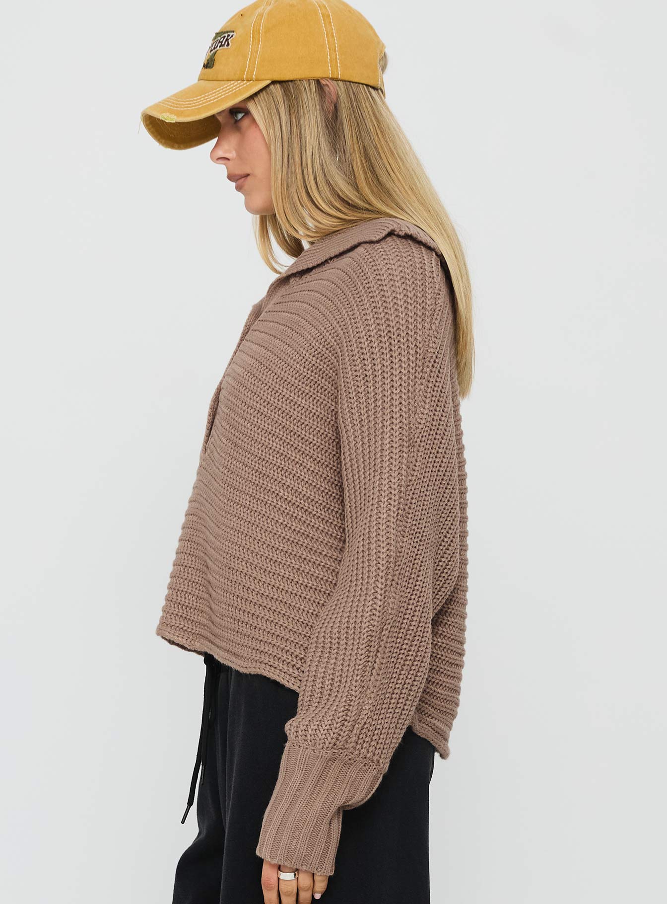 Praiano Button Front Collared Sweater Latte