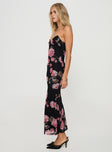 Floral maxi dress Mesh material, v neckline, adjustable straps, invisible zip fastening Good stretch, fully lined  Princess Polly Lower Impact 