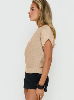 Kysa Off-Shoulder-Strickoberteil Gold