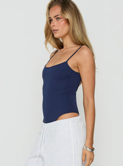 Daily Define Thin Strap Low Back Bodysuit Navy