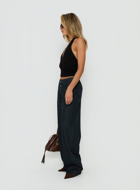 Featuring Penny Mid Rise Straight Leg Jeans Raw Denim womens-jeans side view of model wearing Princess Polly