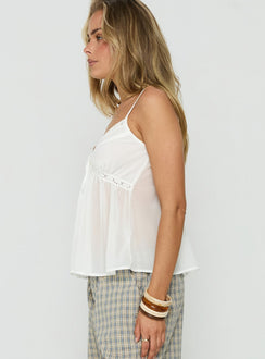 Bernadetta Flowy Babydoll Tie Back Top White