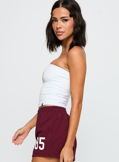 side view of model wearing Princess Polly ASU Tube Top White Sleeveless straight 