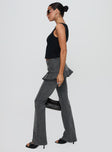 side view of model wearing Princess Polly Jordynne Layered Pant Washed Black High Waisted Pants 