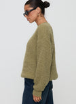 side view of model wearing Princess Polly South End Knit Sweater Khaki 