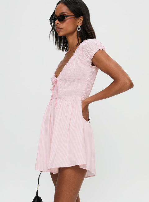 Wescott Stripe Playsuit Pink / White