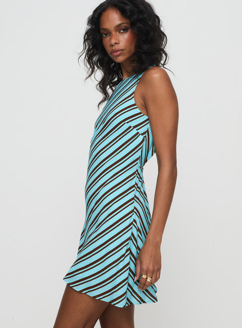 side view of model wearing Princess Polly Chasing Stars Mini Dress Multi Crew Neck 