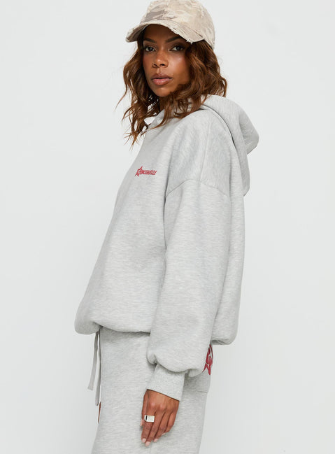 side view of model wearing Princess Polly Princess Polly Stargirl Hoodie Grey Marle 