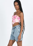 side view of model wearing Princess Polly Lou Carpenter Denim Shorts Light Wash Lower Impact High Waisted Shorts 