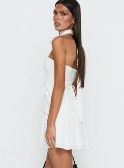 Odela Strapless Drop Waist Mini Dress White