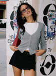 side view of model wearing Princess Polly York Cardigan Grey Marle Cropped 