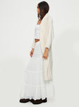 Joyous Longline Cardigan Cream Princess Polly  long 