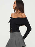 Kaelyn Zip Front Sweater Black Princess Polly  Cropped 