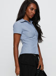 Lift Off Button Up Top Blue