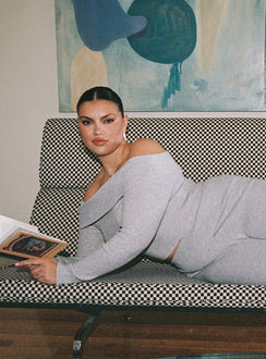 product Princess Polly Full Sleeves Asymmetric Neckline  Tagula Off The Shoulder Top Grey Curve