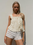 back view of model wearing Princess Polly Eluisa Lace Top Cream Sleeveless Square Neck 