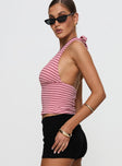 Whimsy Halter Top Pink / Red Stripe