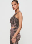 Rios One Shoulder Top Brown Stripe