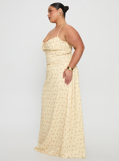 Members Only Maxi Dress Yellow Floral Curve