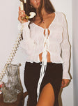 Carnelian Frill Long Sleeve Top Cream